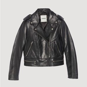 Sandro cropped biker leather jacket
